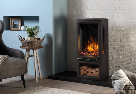 Gazco Vogue Midi T driezijdig Midline met houtopslag